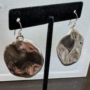 925 Israel Bat Ami Modernist Large Wavy Disc Earrings